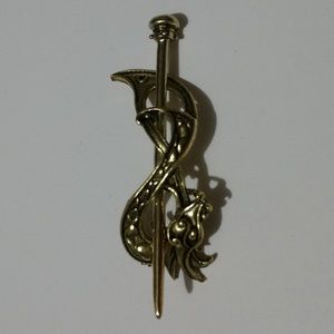 Hairstick Nordic Viking Hairpin Gold-tone metal with black oxidation